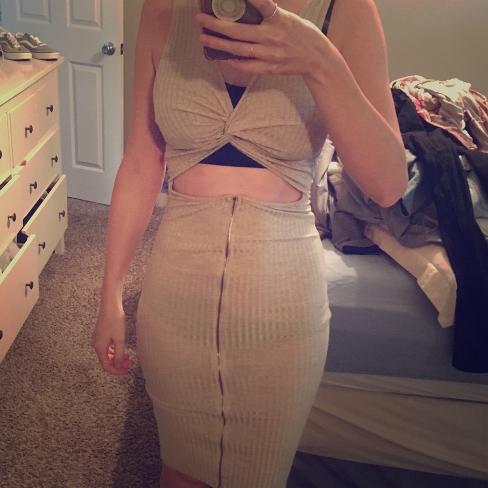 Cream body con dress